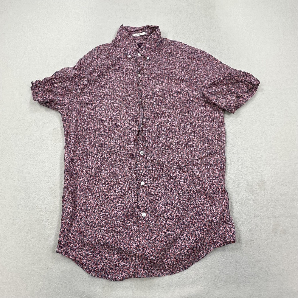 J Crew Liberty Fabric Shirt Mens Small Red Floral Button Down Classic Fit